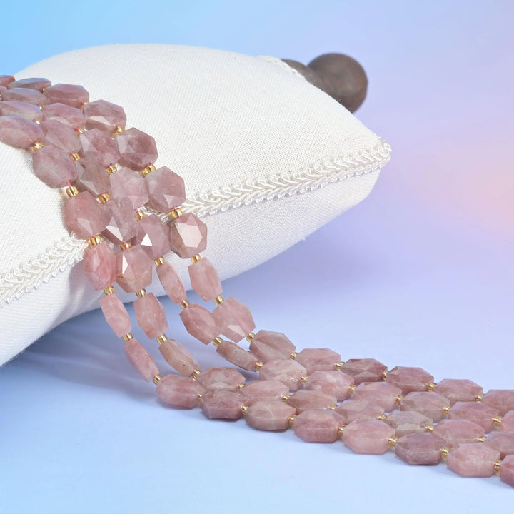 Natural Strawberry Jade Flat Hexagon Faceted Gemstone Beads, Size 12mm - Mycrazycrystal