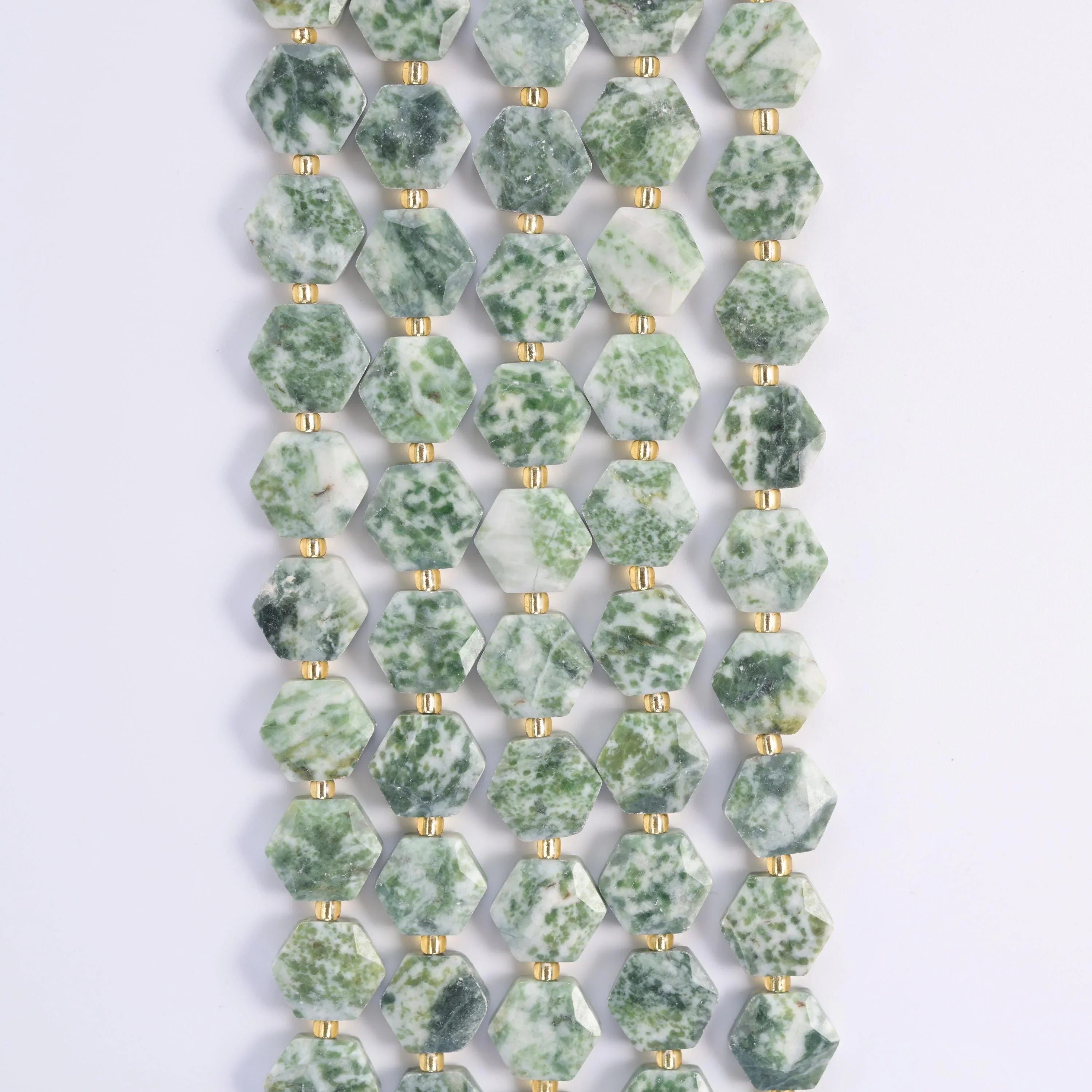 Natural Moss Tree Agate Flat Hexagon Faceted Gemstone Beads, Size 12mm - Mycrazycrystal