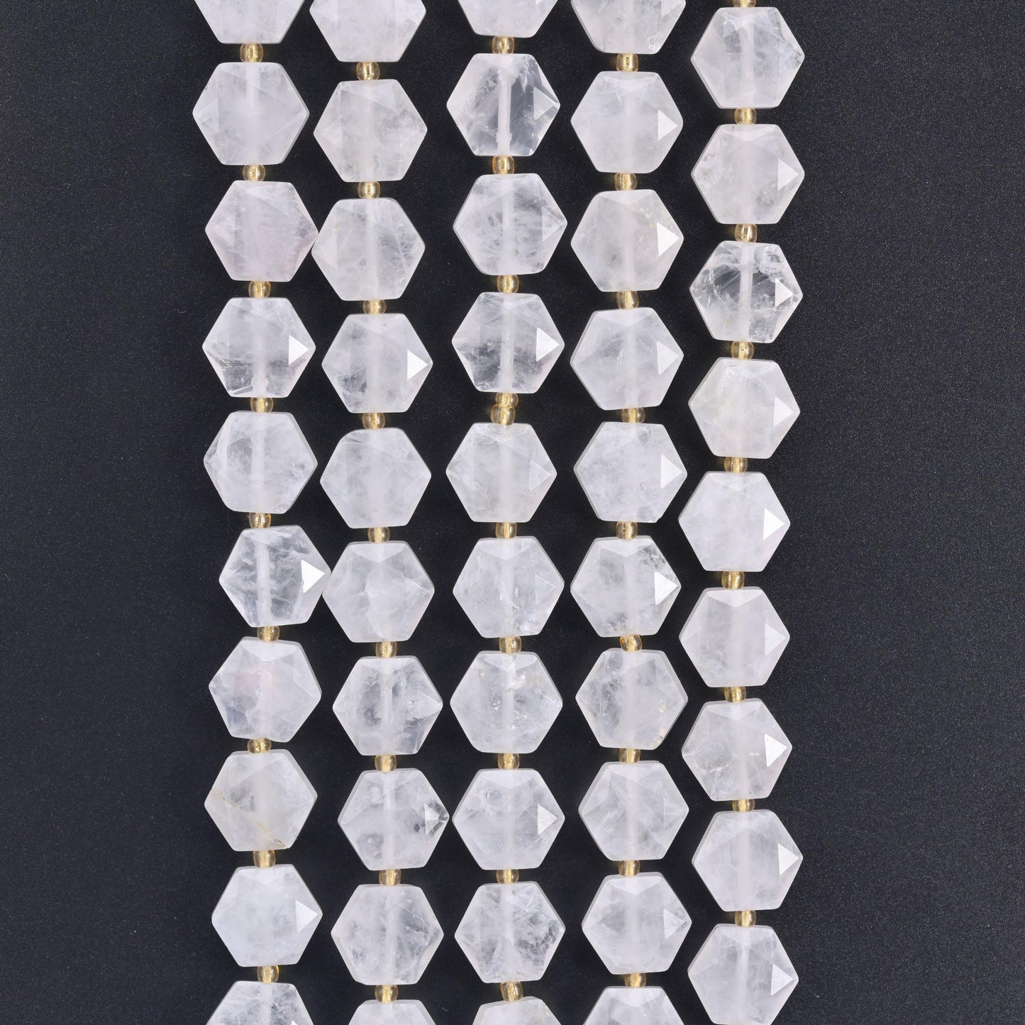 Natural Clear Quartz Flat Hexagon Faceted Gemstone Beads, Size 12mm - Mycrazycrystal