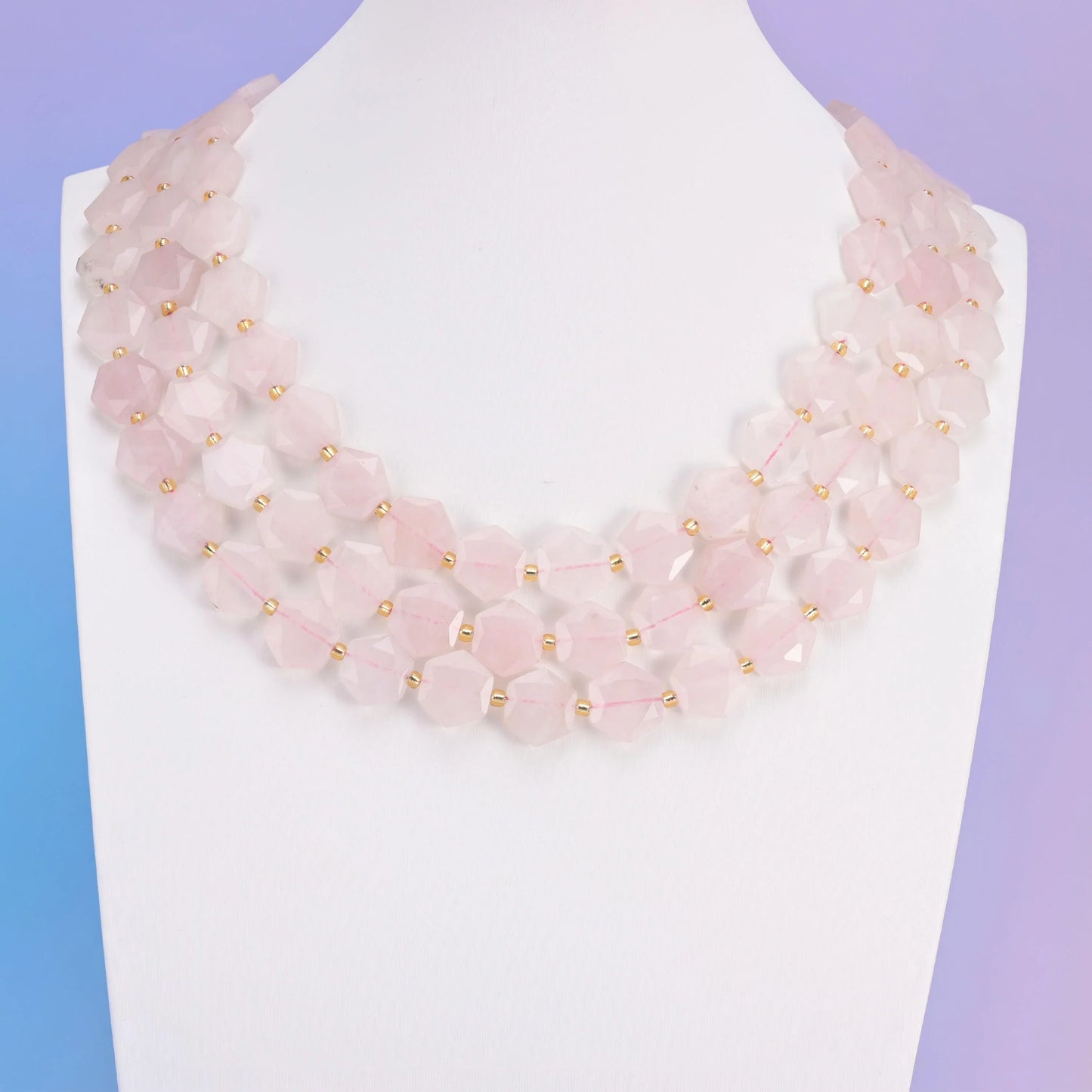Natural Rose Quartz Flat Hexagon Faceted Gemstone Beads, Size 12mm - Mycrazycrystal