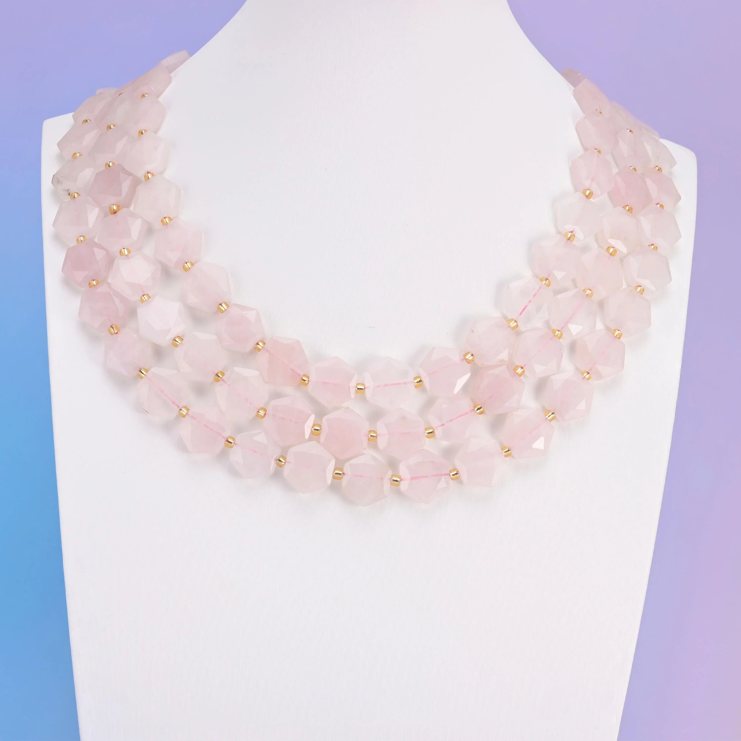 Natural Rose Quartz Flat Hexagon Faceted Gemstone Beads, Size 12mm - Mycrazycrystal