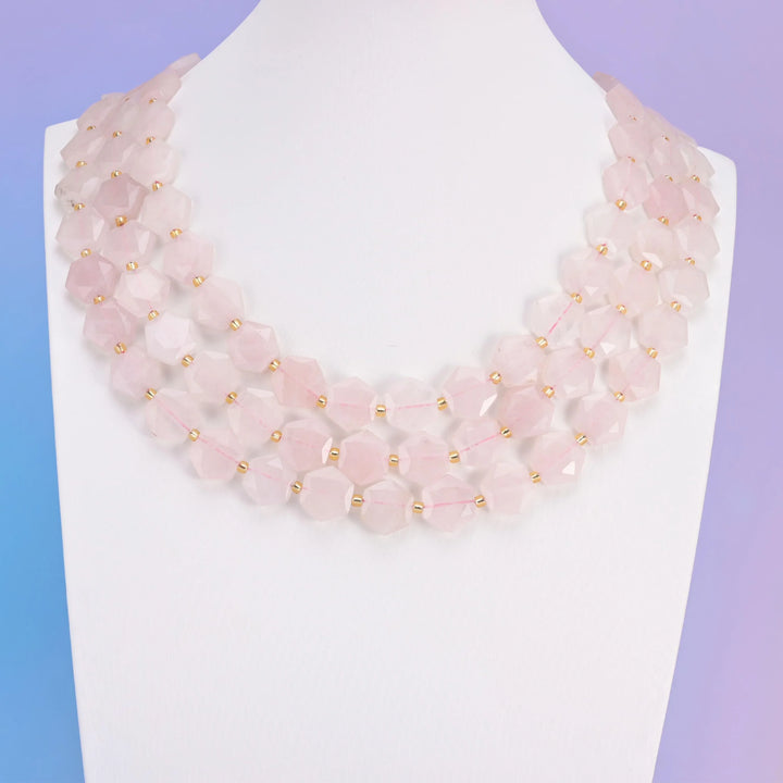 Natural Rose Quartz Flat Hexagon Faceted Gemstone Beads, Size 12mm - Mycrazycrystal