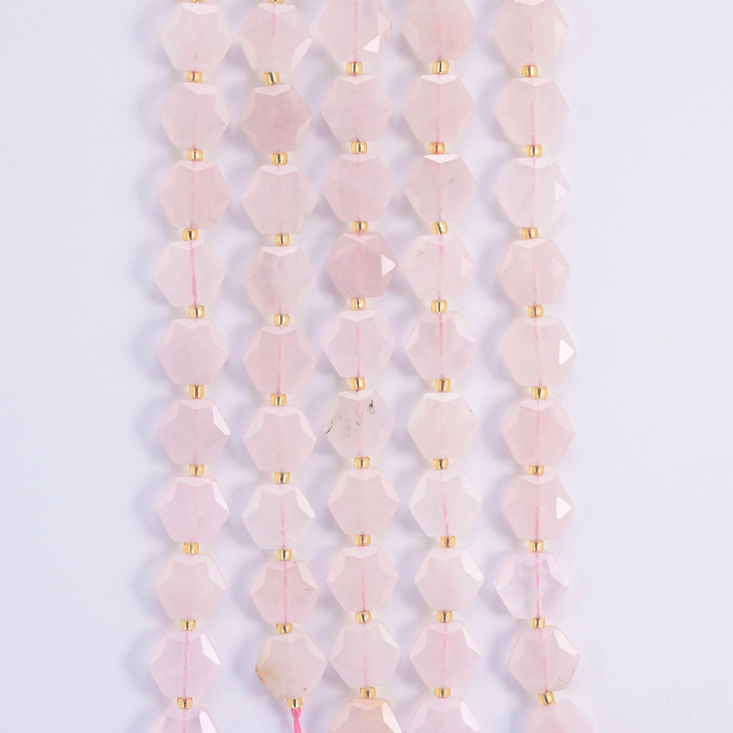 Natural Rose Quartz Flat Hexagon Faceted Gemstone Beads, Size 12mm - Mycrazycrystal