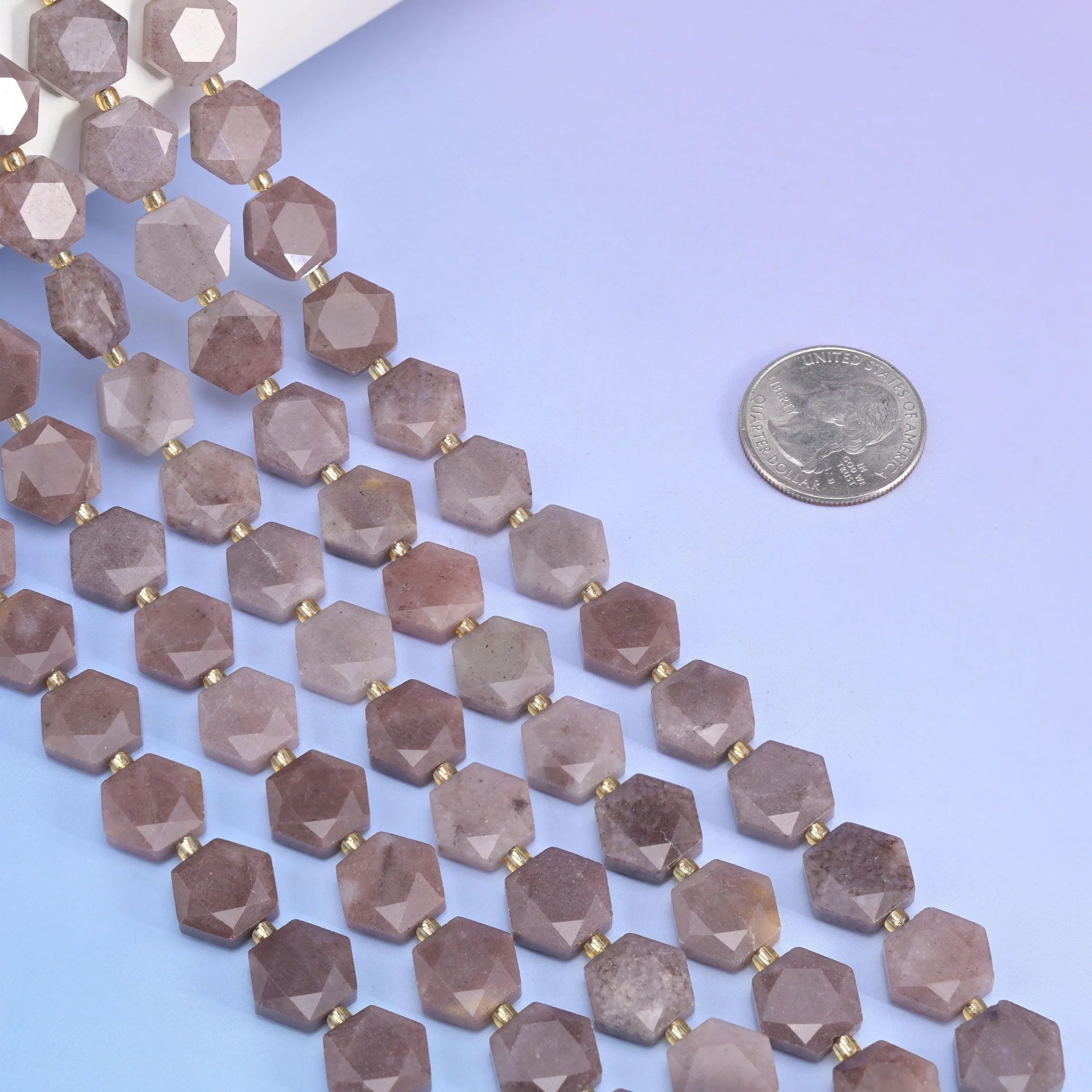 Natural Purple Aventurine Flat Hexagon Faceted Gemstone Beads, Size 12mm - Mycrazycrystal