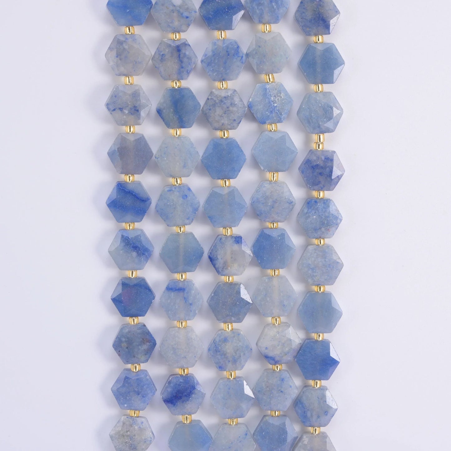 Natural Blue Aventurine Flat Hexagon Faceted Gemstone Beads, Size 12mm - Mycrazycrystal