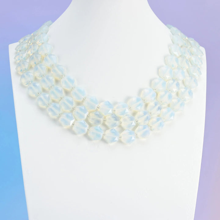 Opalite Flat Faceted Hexagon Beads, Size 12mm - Mycrazycrystal