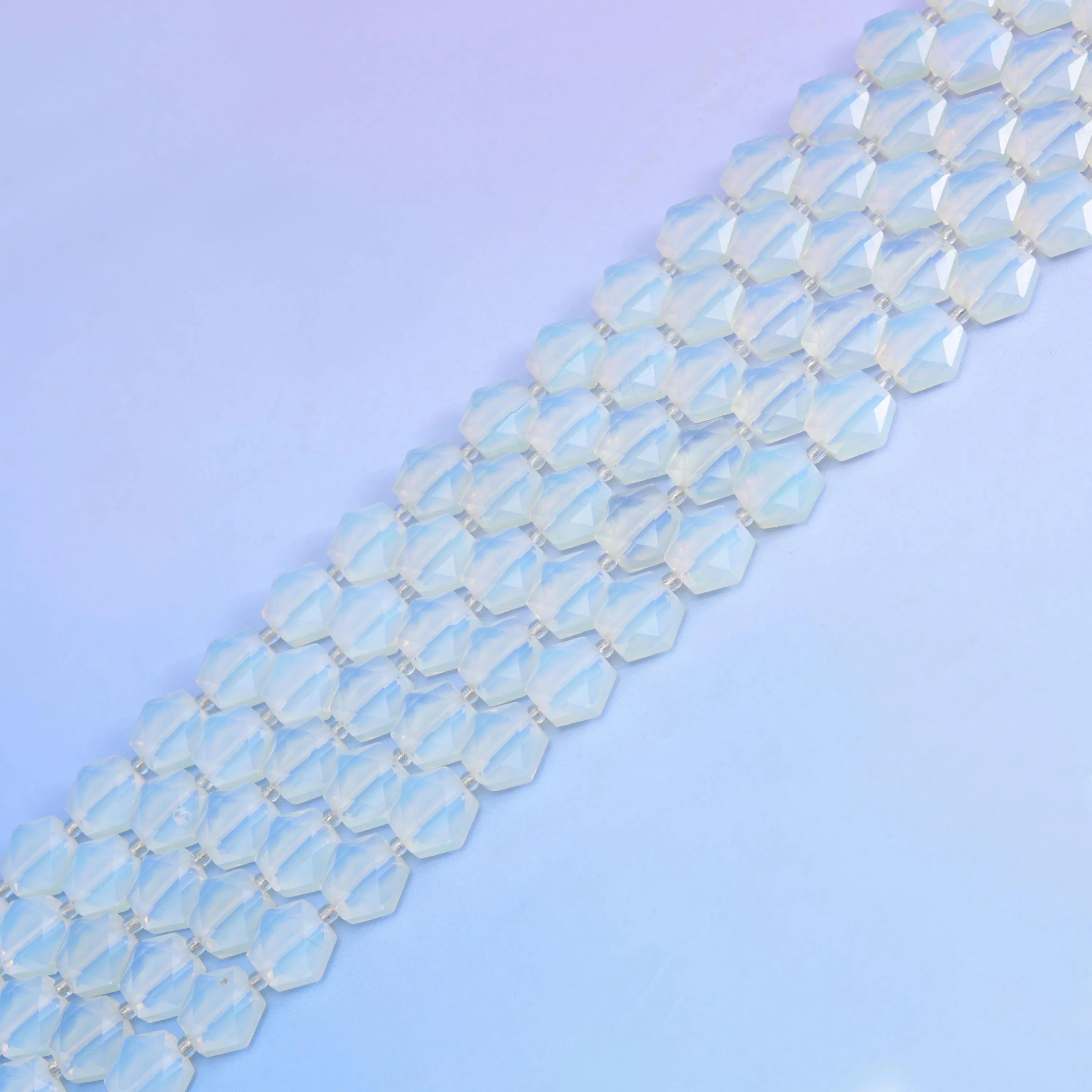 Opalite Flat Faceted Hexagon Beads, Size 12mm - Mycrazycrystal