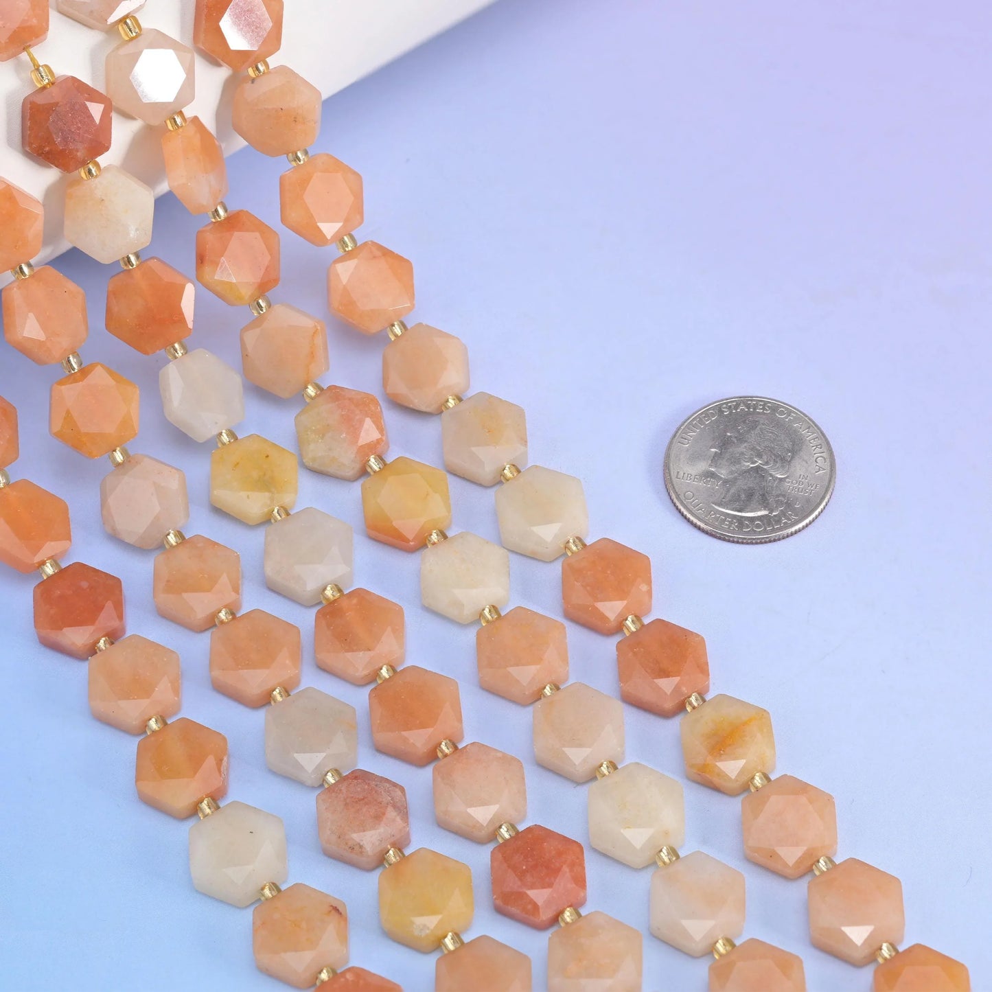 Natural Gold Silk Jade Flat Hexagon Faceted Gemstone Beads, Size 12mm - Mycrazycrystal