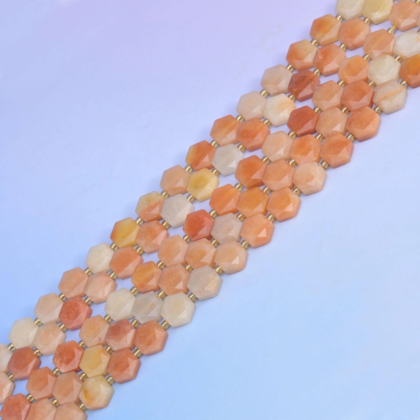 Natural Gold Silk Jade Flat Hexagon Faceted Gemstone Beads, Size 12mm - Mycrazycrystal