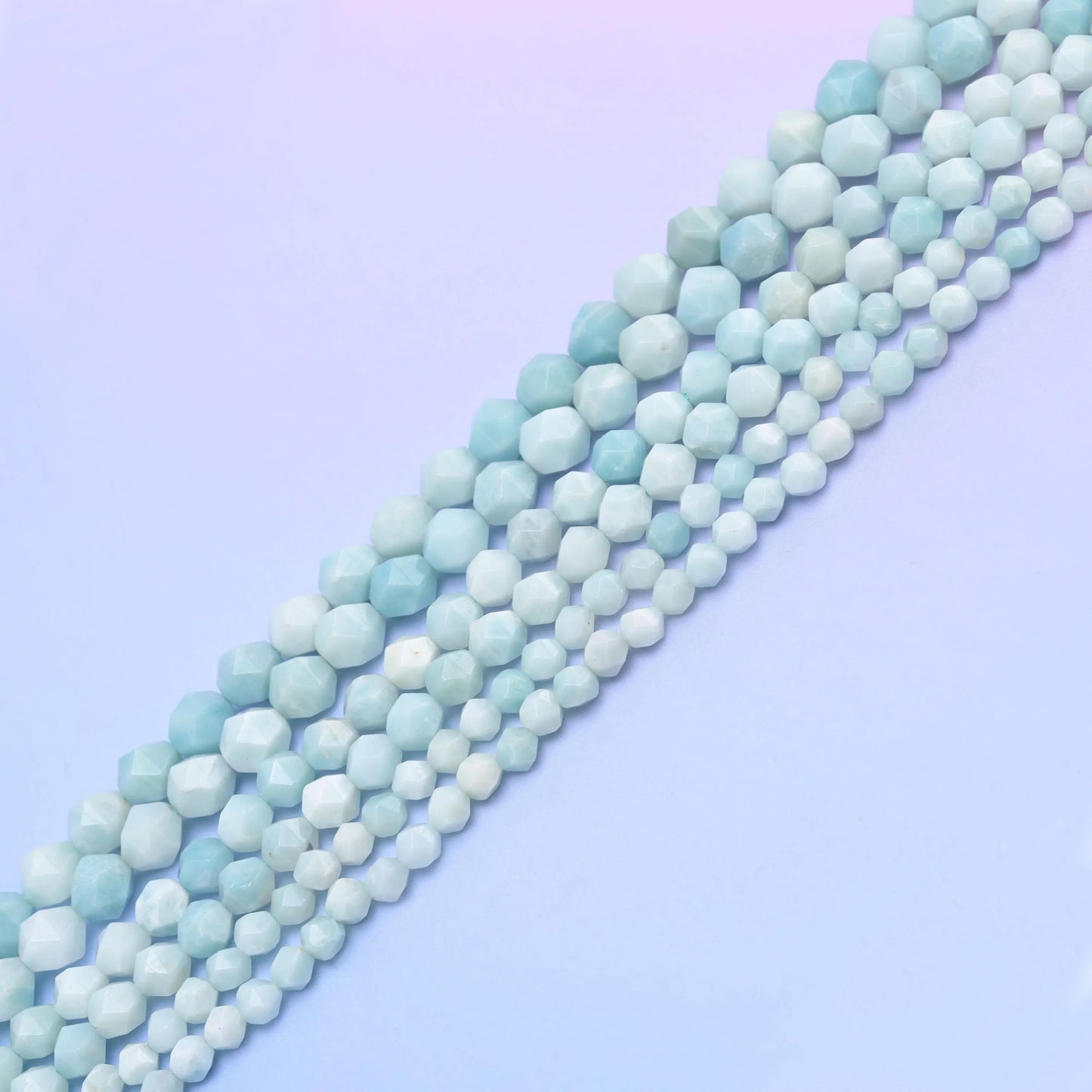 Natural Blue Amazonite Diamond Star Cut Gemstone Beads, Size 6mm, 8mm, 10mm - Mycrazycrystal