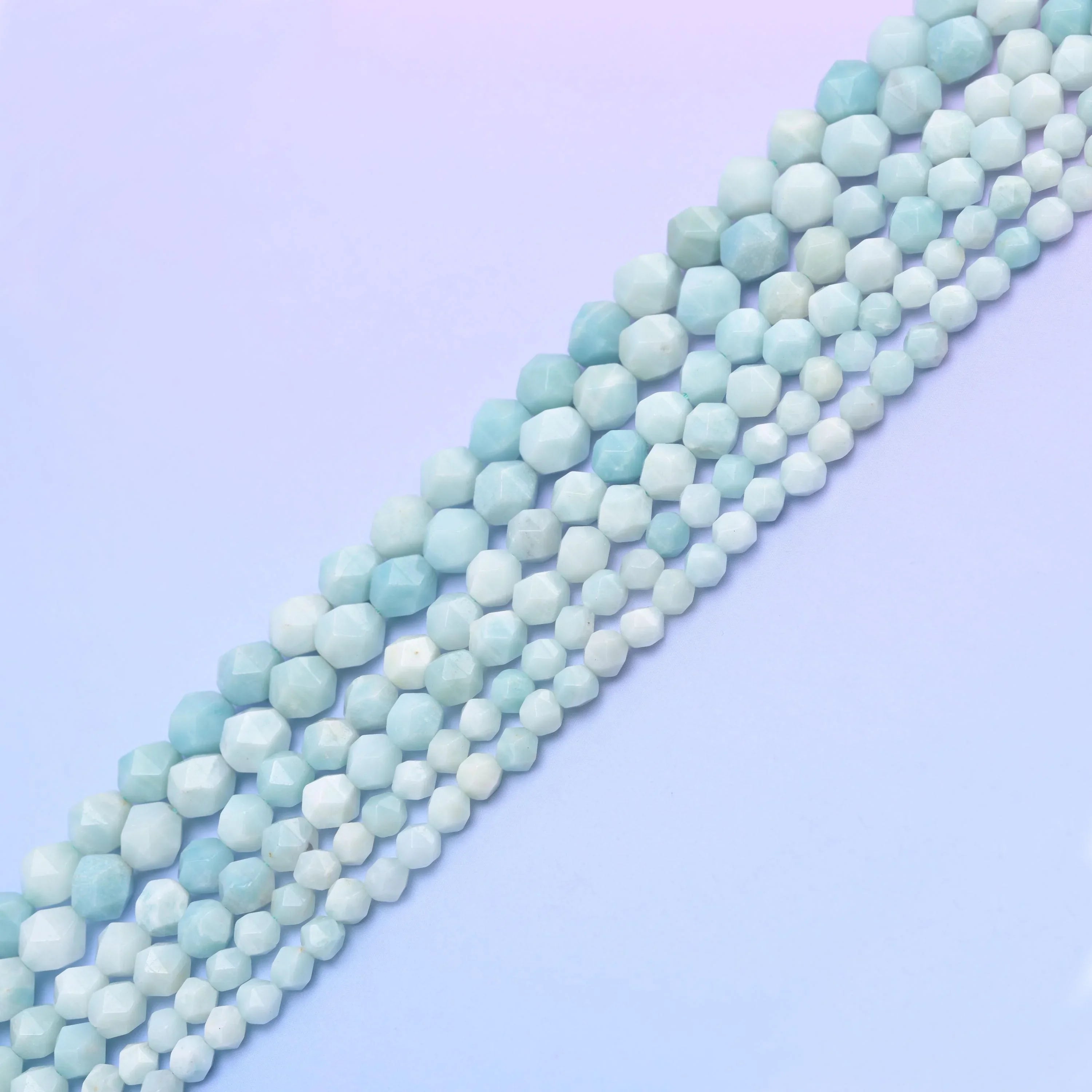 Natural Blue Amazonite Diamond Star Cut Gemstone Beads, Size 6mm, 8mm, 10mm - Mycrazycrystal