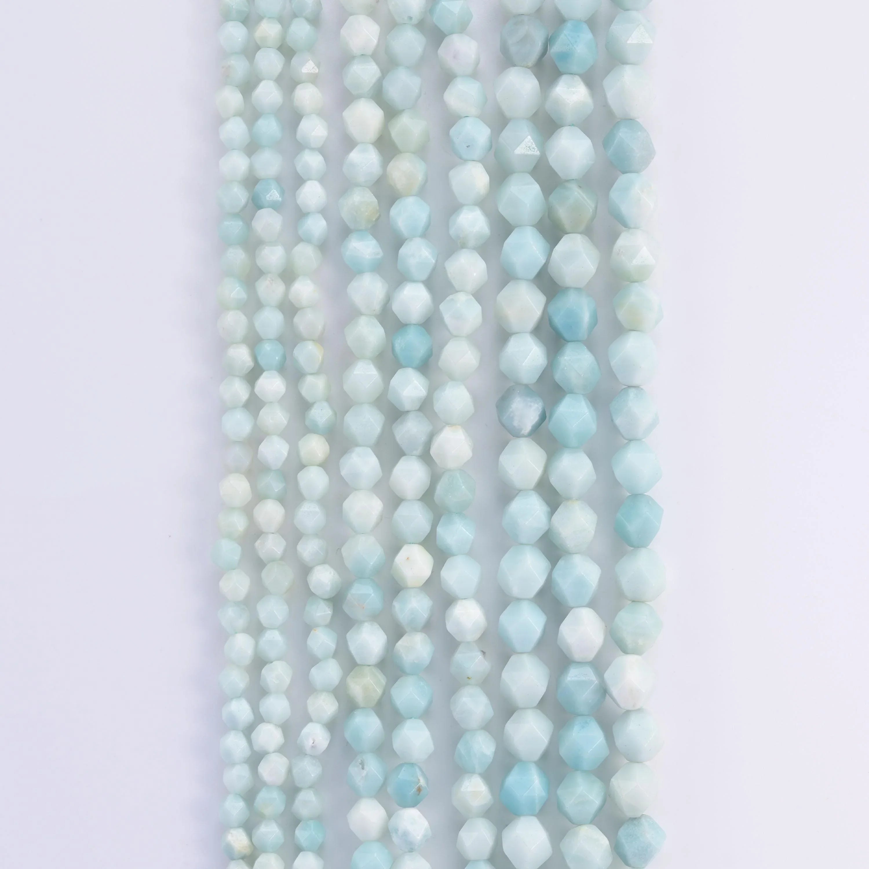 Natural Blue Amazonite Diamond Star Cut Gemstone Beads, Size 6mm, 8mm, 10mm - Mycrazycrystal