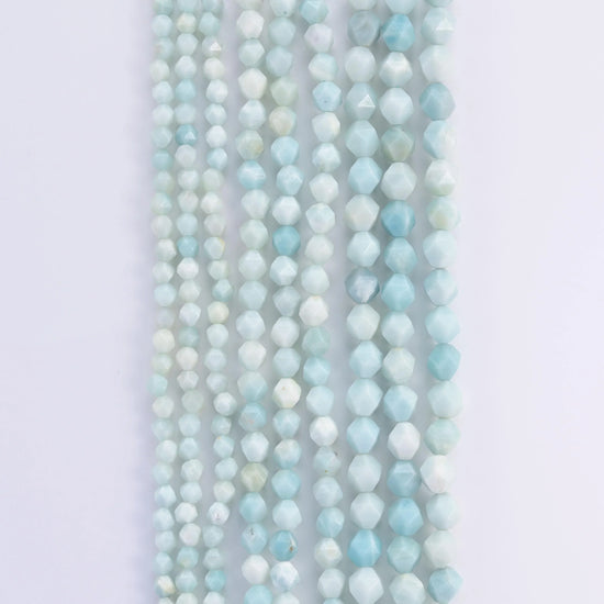 Natural Blue Amazonite Diamond Star Cut Gemstone Beads, Size 6mm, 8mm, 10mm - Mycrazycrystal