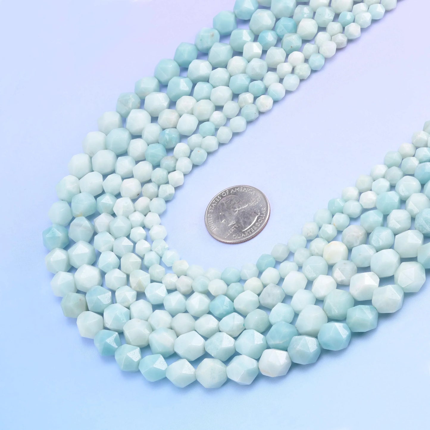 Natural Blue Amazonite Diamond Star Cut Gemstone Beads, Size 6mm, 8mm, 10mm - Mycrazycrystal