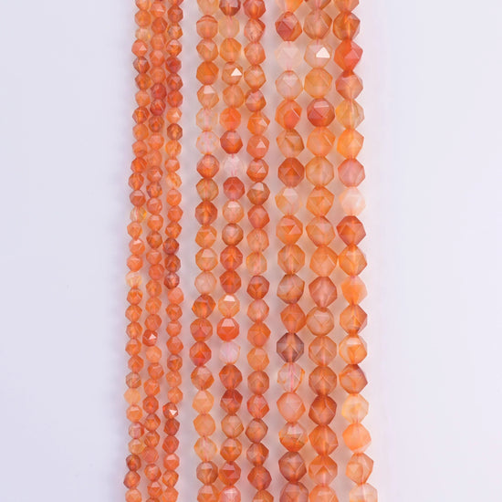 Dyed Orange Agate Diamond Star Cut Gemstone Beads, Size 6mm, 8mm, 10mm - Mycrazycrystal