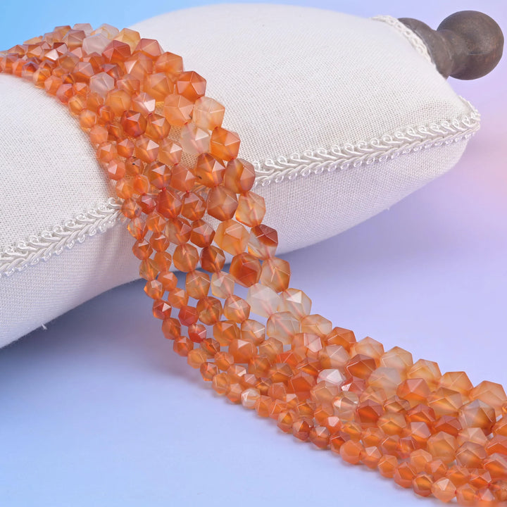 Dyed Orange Agate Diamond Star Cut Gemstone Beads, Size 6mm, 8mm, 10mm - Mycrazycrystal
