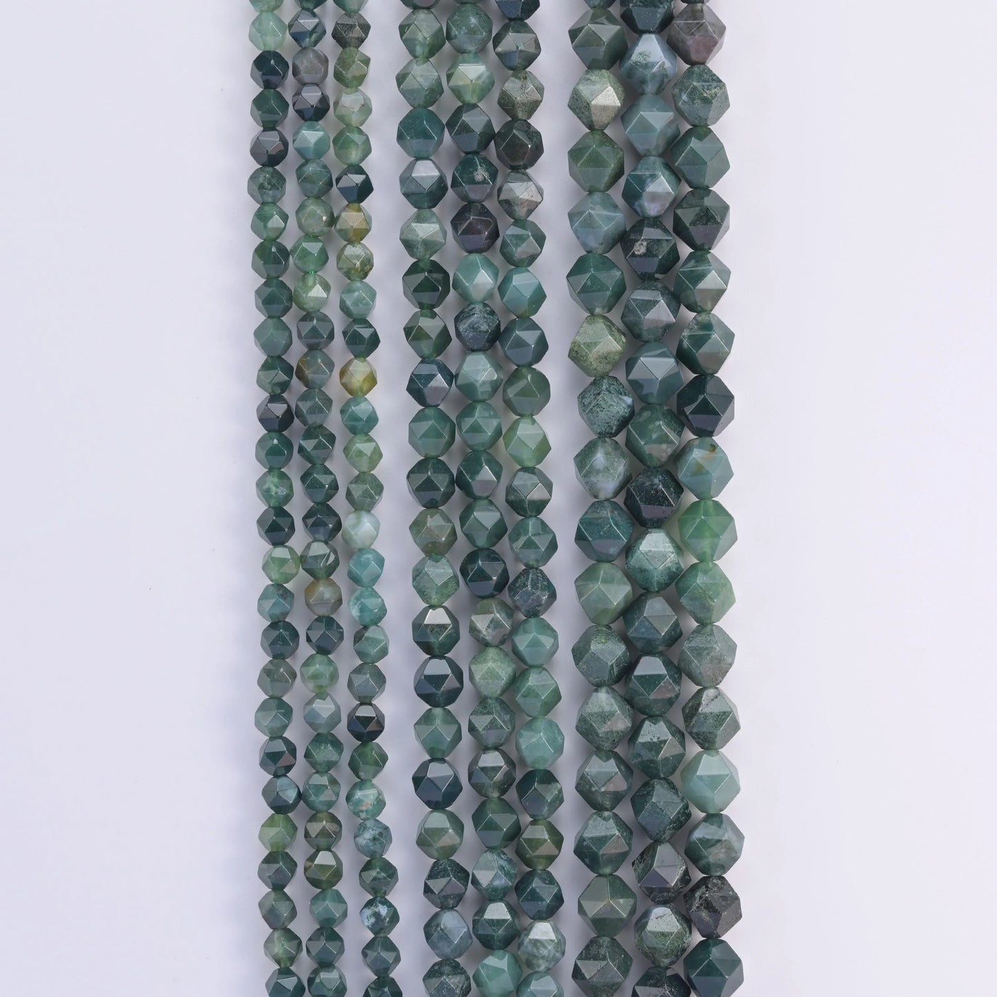 Natural Moss Agate Diamond Star Cut Gemstone Beads, Size 6mm, 8mm, 10mm - Mycrazycrystal