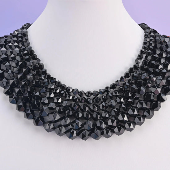 Natural Black Onyx Diamond Star Cut Gemstone Beads, Size 6mm, 8mm, 10mm - Mycrazycrystal