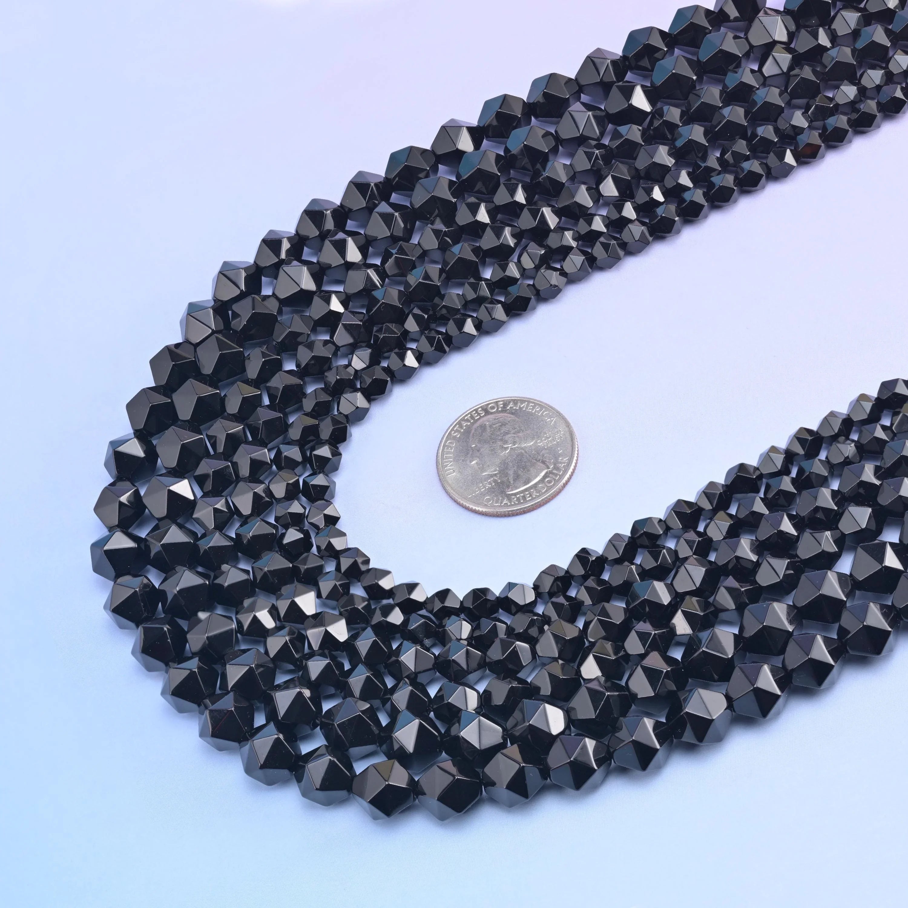 Natural Black Onyx Diamond Star Cut Gemstone Beads, Size 6mm, 8mm, 10mm - Mycrazycrystal