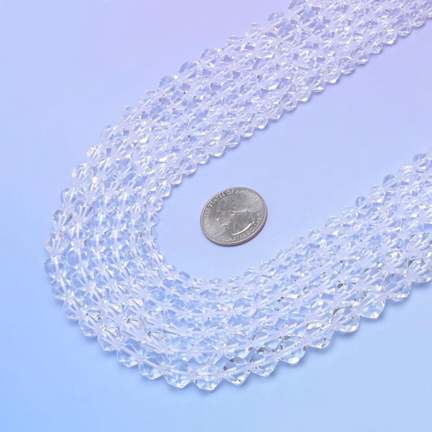 Natural Clear Quartz Diamond Star Cut Gemstone Beads, Size 6mm, 8mm, 10mm - Mycrazycrystal