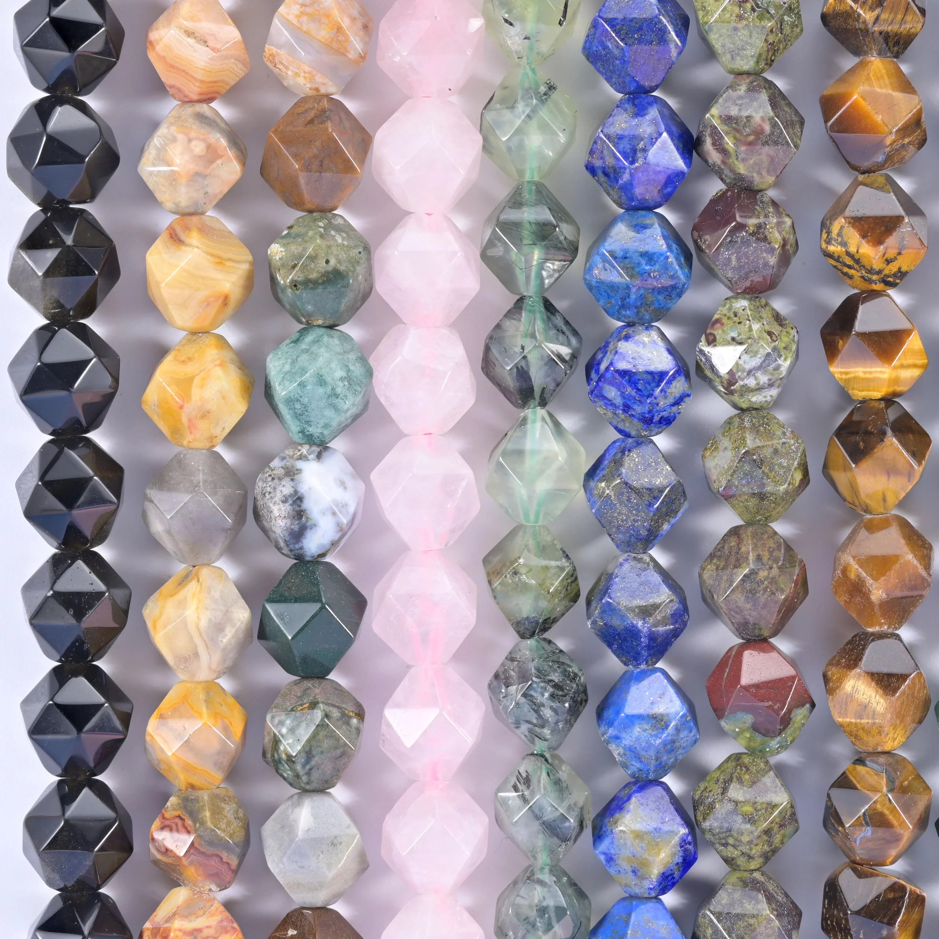 Natural Gemstone Diamond Star Cut Beads, Size 6mm, 8mm, 10mm - S1 - Mycrazycrystal