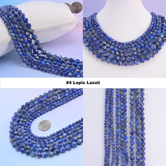 Natural Gemstone Diamond Star Cut Beads, Size 6mm, 8mm, 10mm - S1 - Mycrazycrystal
