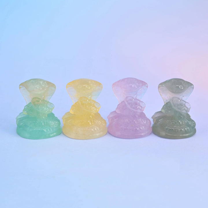 1.5" Cute Small Cobra Snake Crystal Figurine Carving - Mycrazycrystal