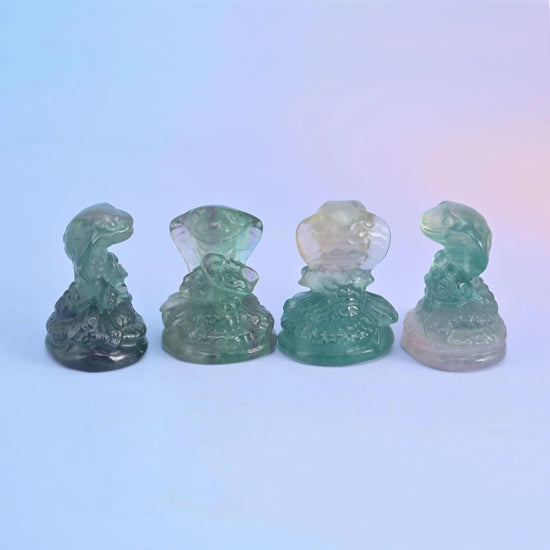 1.5" Cute Small Cobra Snake Crystal Figurine Carving - Mycrazycrystal