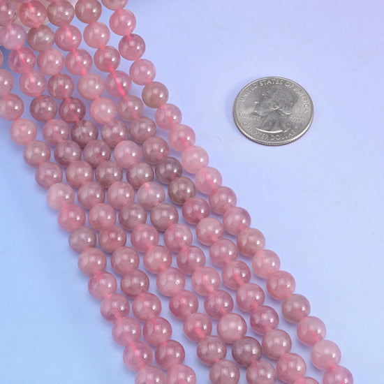 Natural Madagascar Purple Rose Quartz 8mm Smooth Round Bead - Mycrazycrystal