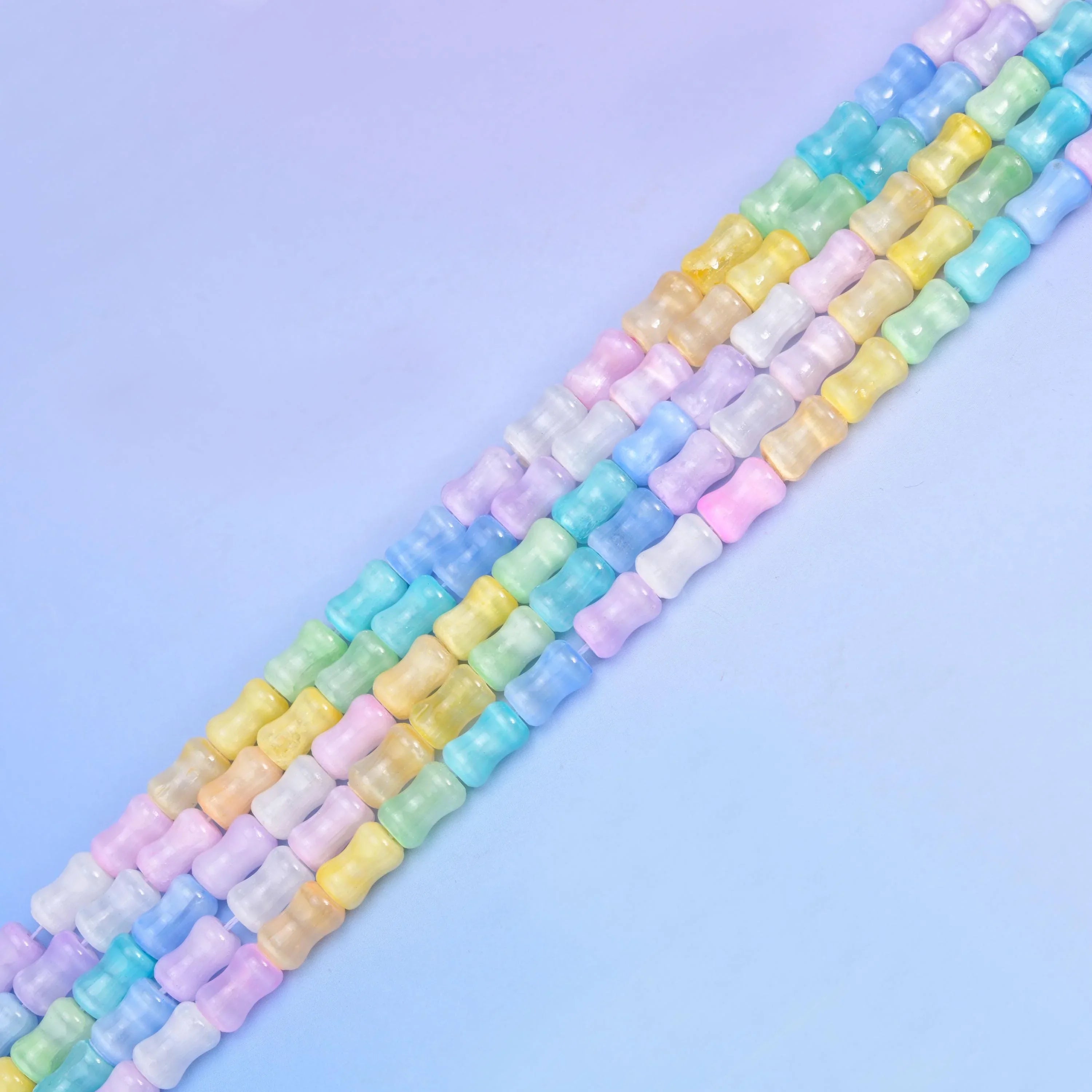 Rainbow Selenite Bamboo Stem Tube Gemstone Beads, Size 8x12 mm - Mycrazycrystal