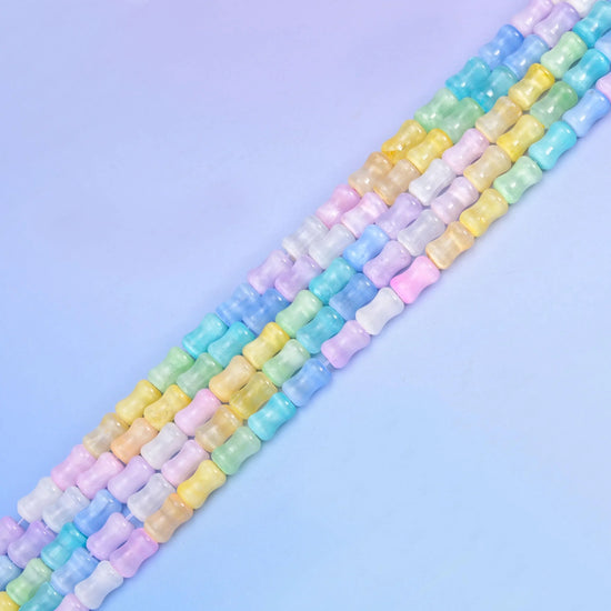 Rainbow Selenite Bamboo Stem Tube Gemstone Beads, Size 8x12 mm - Mycrazycrystal