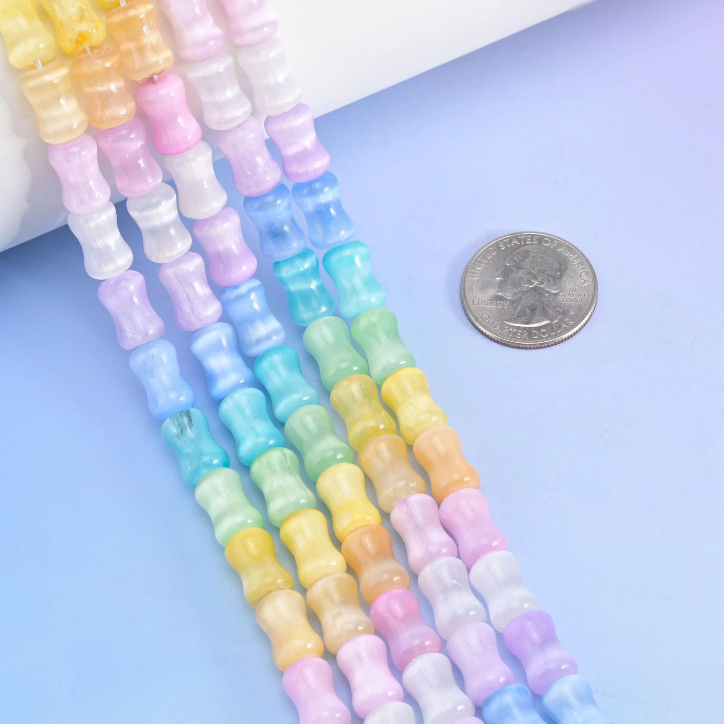 Rainbow Selenite Bamboo Stem Tube Gemstone Beads, Size 8x12 mm - Mycrazycrystal