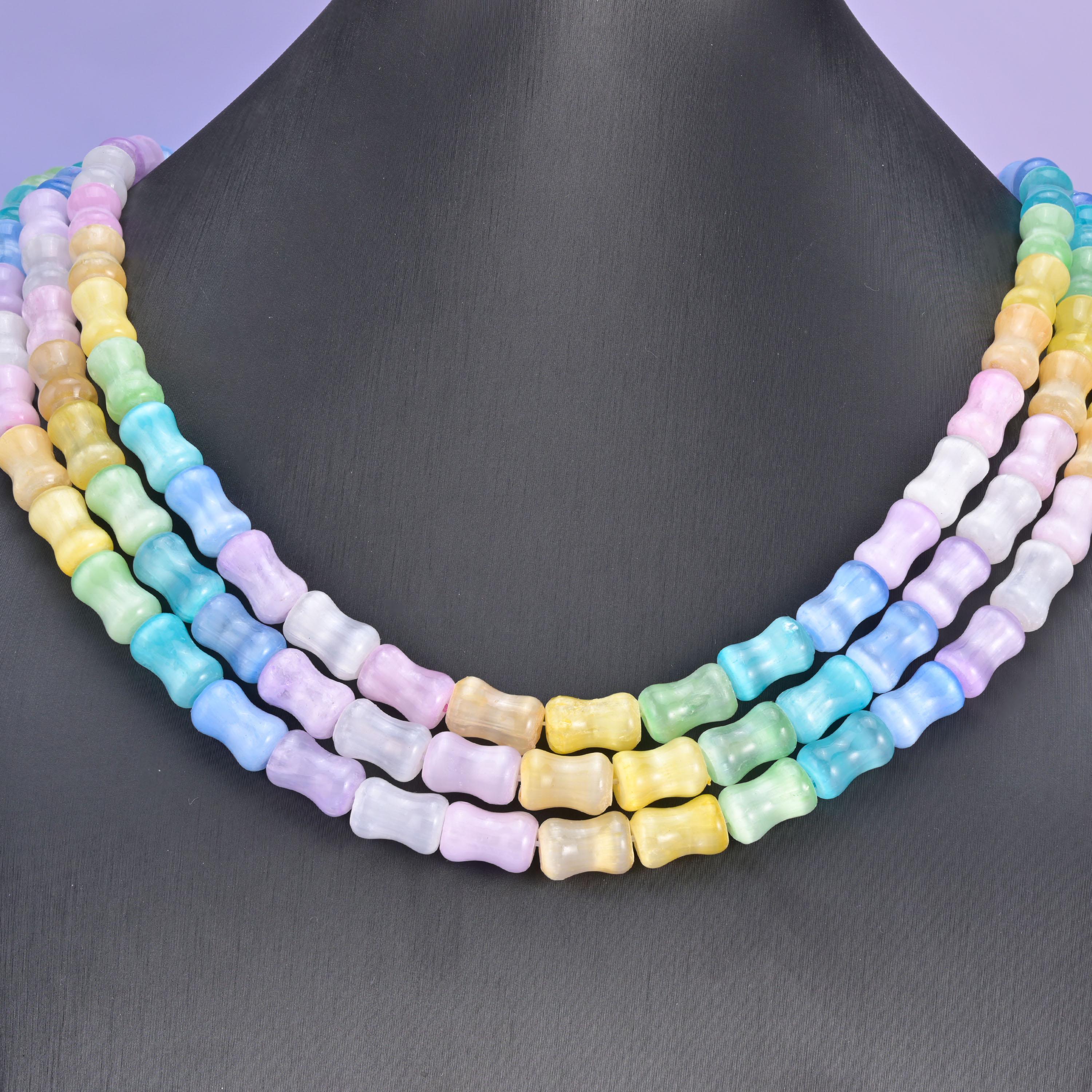 Rainbow Selenite Bamboo Stem Tube Gemstone Beads, Size 8x12 mm - Mycrazycrystal