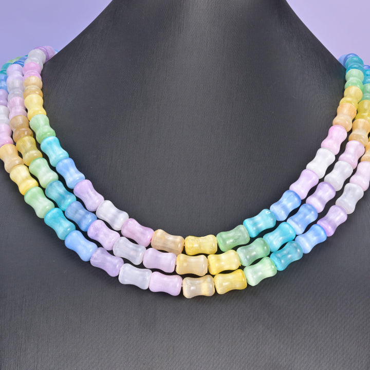 Rainbow Selenite Bamboo Stem Tube Gemstone Beads, Size 8x12 mm - Mycrazycrystal