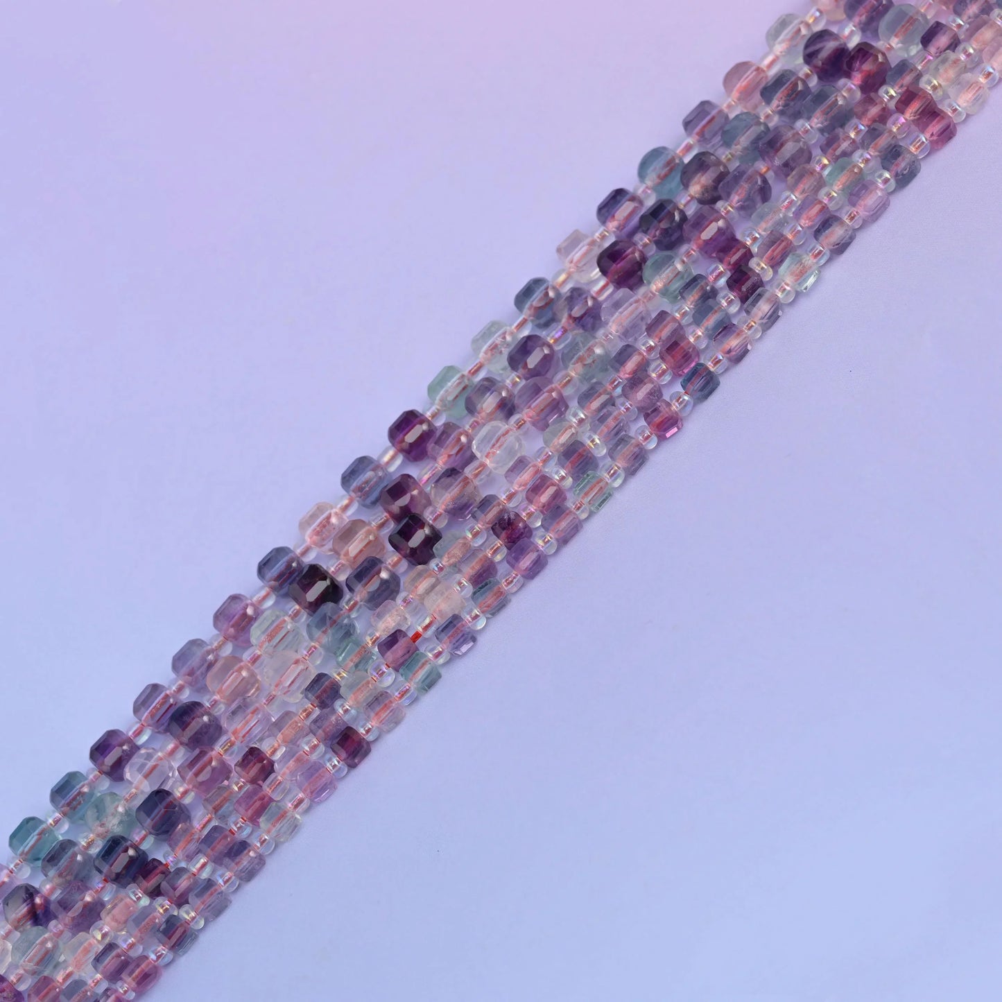 Natural Rainbow Fluorite Faceted Cube Gemstone Bead, Size 4mm, 6mm - Mycrazycrystal