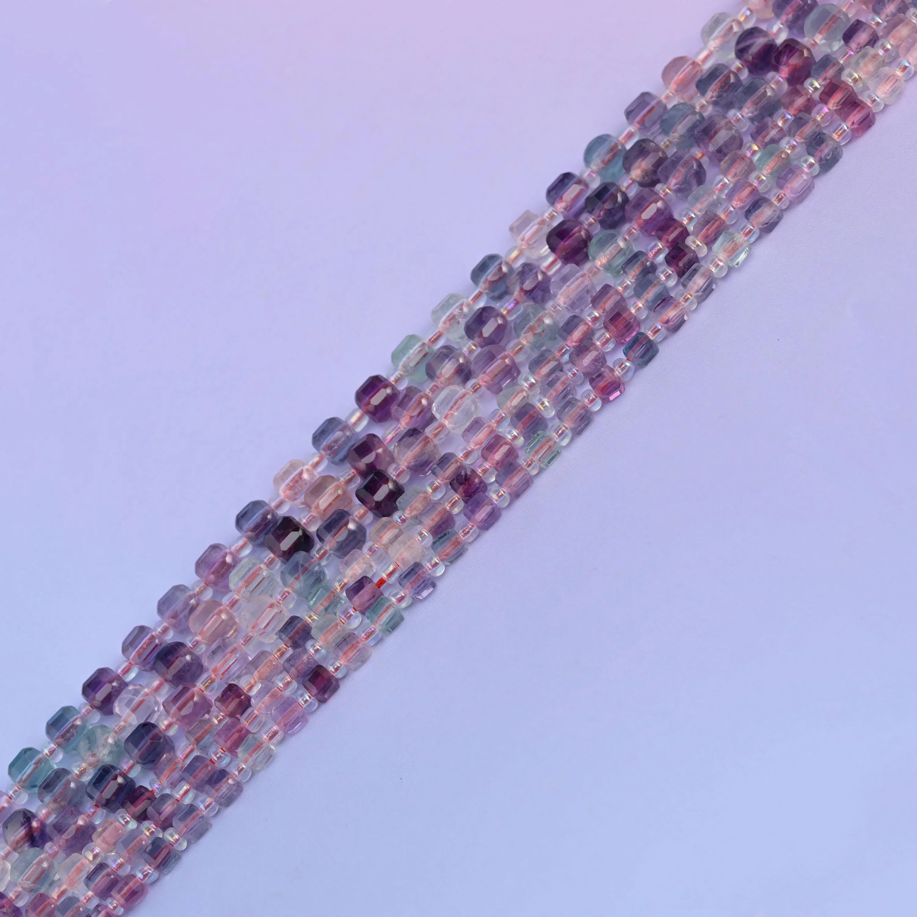 Natural Rainbow Fluorite Faceted Cube Gemstone Bead, Size 4mm, 6mm - Mycrazycrystal