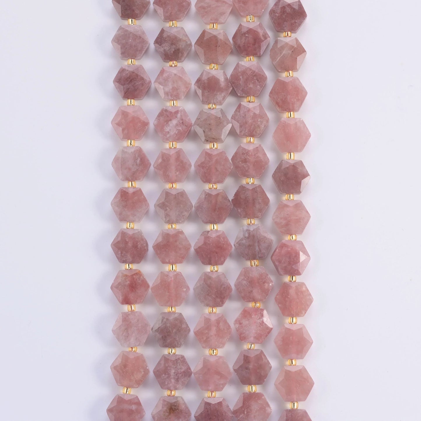 Natural Strawberry Jade Flat Hexagon Faceted Gemstone Beads, Size 12mm - Mycrazycrystal