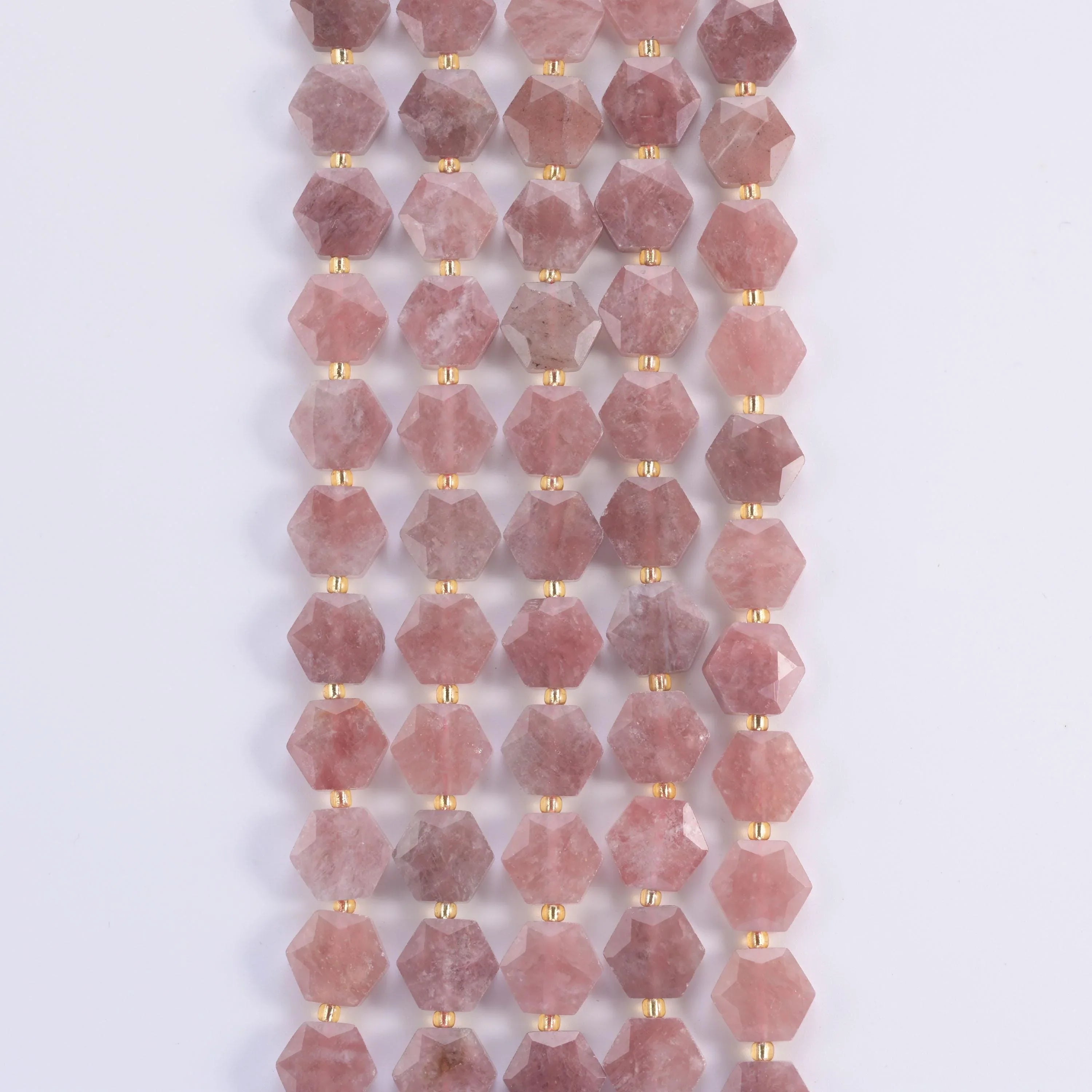 Natural Strawberry Jade Flat Hexagon Faceted Gemstone Beads, Size 12mm - Mycrazycrystal