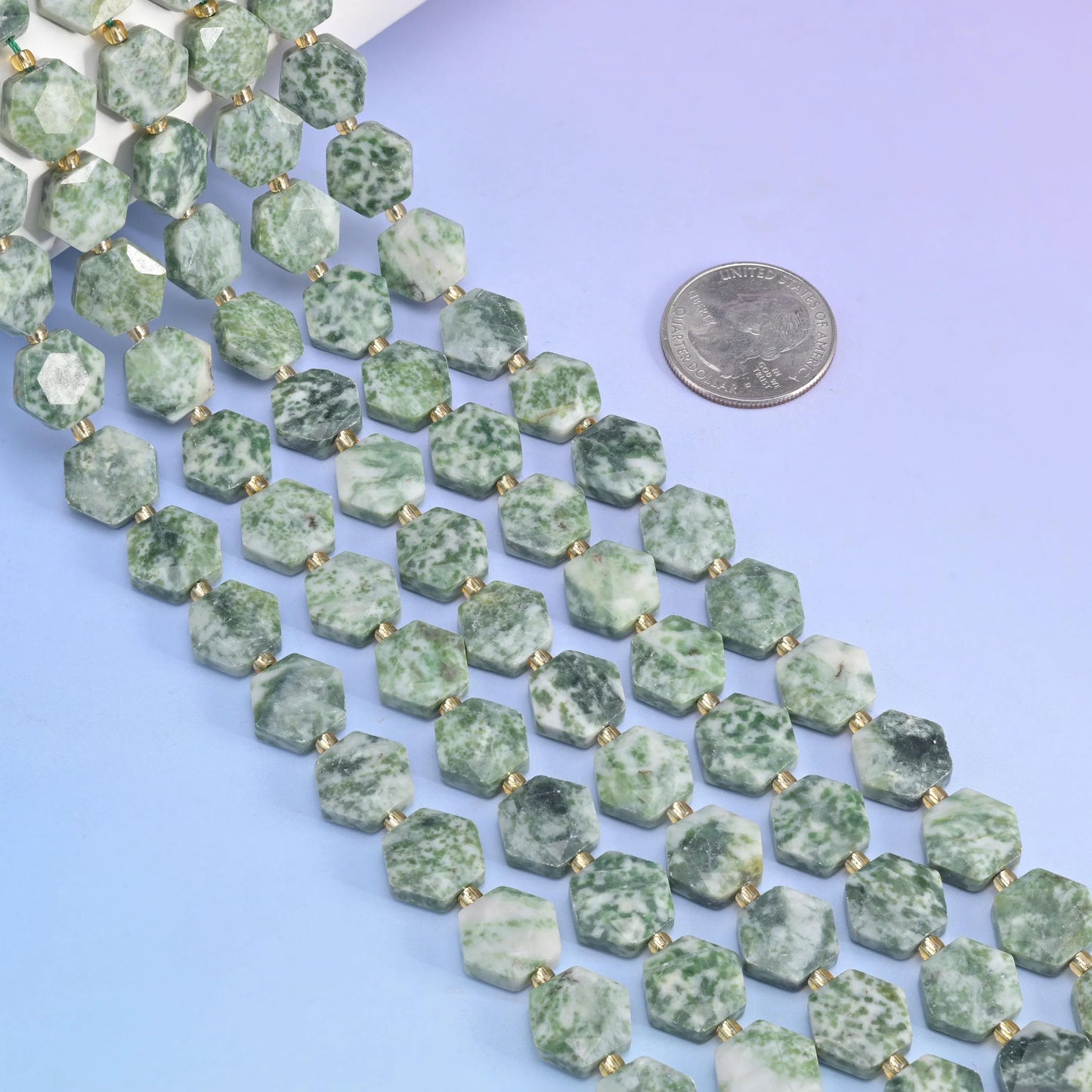 Natural Moss Tree Agate Flat Hexagon Faceted Gemstone Beads, Size 12mm - Mycrazycrystal