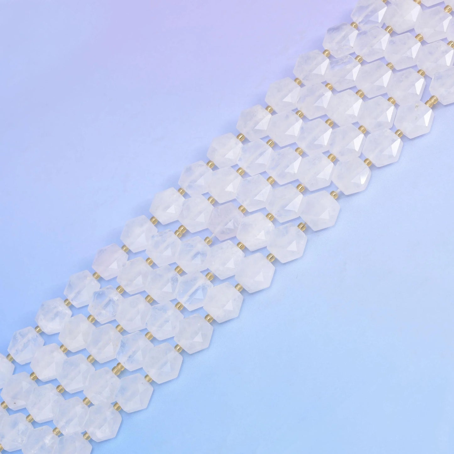 Natural Clear Quartz Flat Hexagon Faceted Gemstone Beads, Size 12mm - Mycrazycrystal