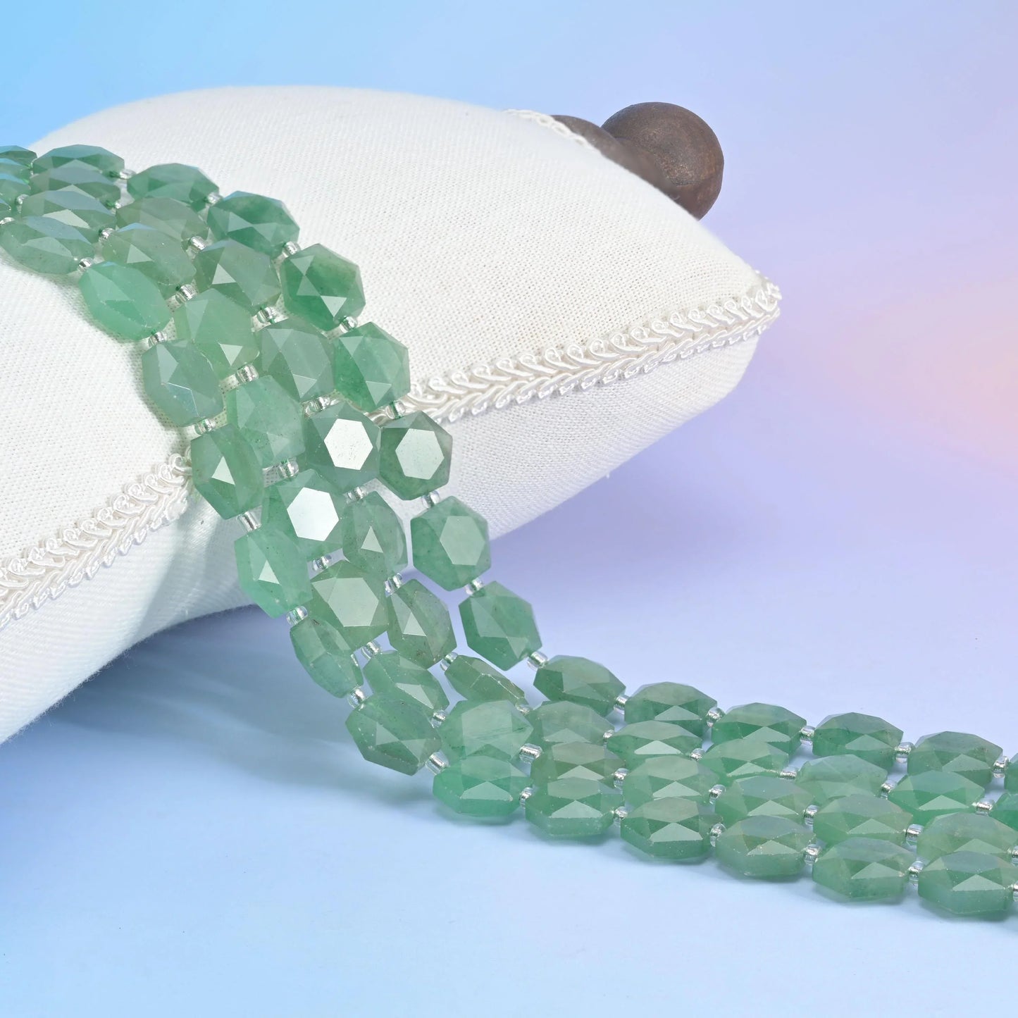 Natural Green Aventurine Flat Hexagon Faceted Gemstone Beads, Size 12mm - Mycrazycrystal