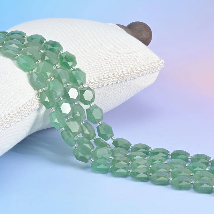 Natural Green Aventurine Flat Hexagon Faceted Gemstone Beads, Size 12mm - Mycrazycrystal