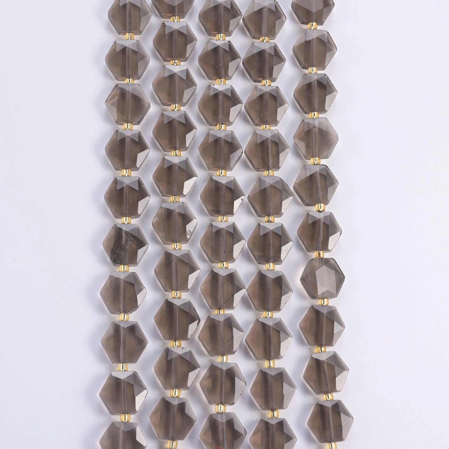 Natural Ice Obsidian Flat Hexagon Faceted Gemstone Beads, Size 12mm - Mycrazycrystal