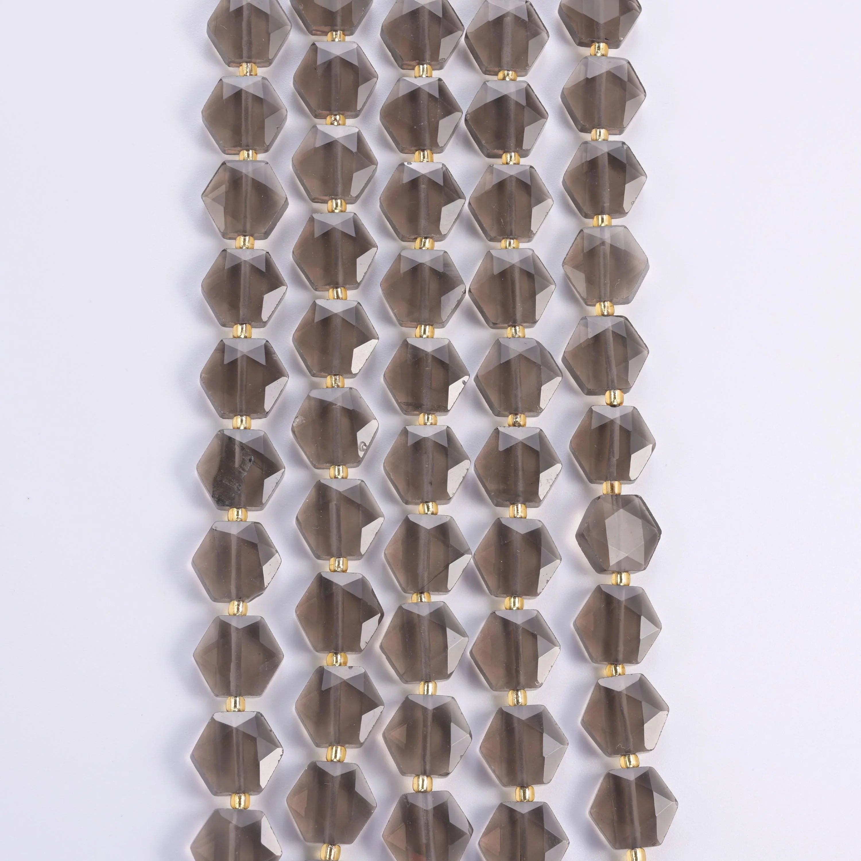 Natural Ice Obsidian Flat Hexagon Faceted Gemstone Beads, Size 12mm - Mycrazycrystal