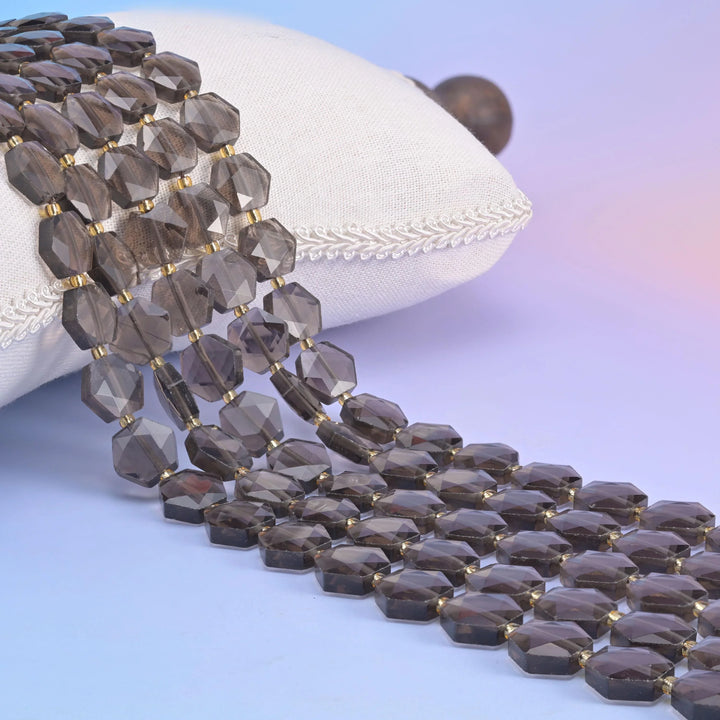 Natural Ice Obsidian Flat Hexagon Faceted Gemstone Beads, Size 12mm - Mycrazycrystal