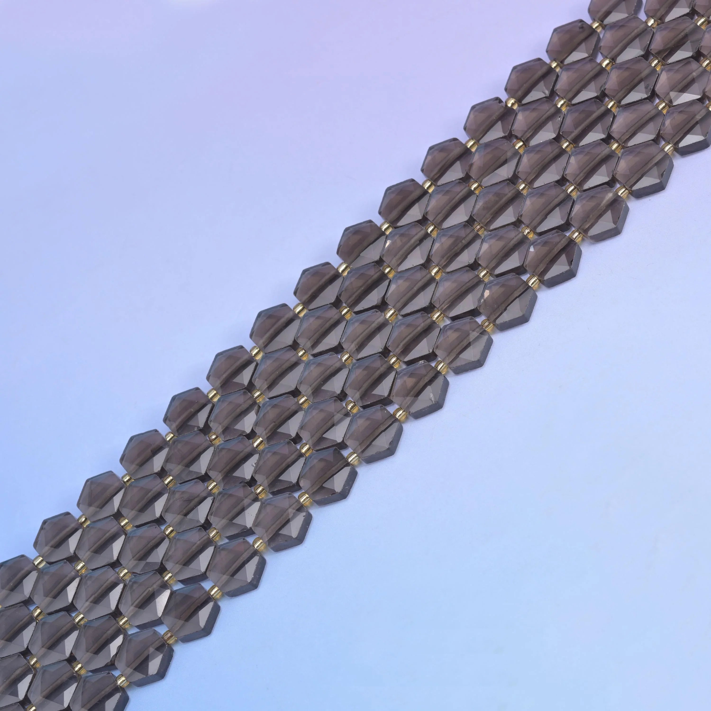 Natural Ice Obsidian Flat Hexagon Faceted Gemstone Beads, Size 12mm - Mycrazycrystal
