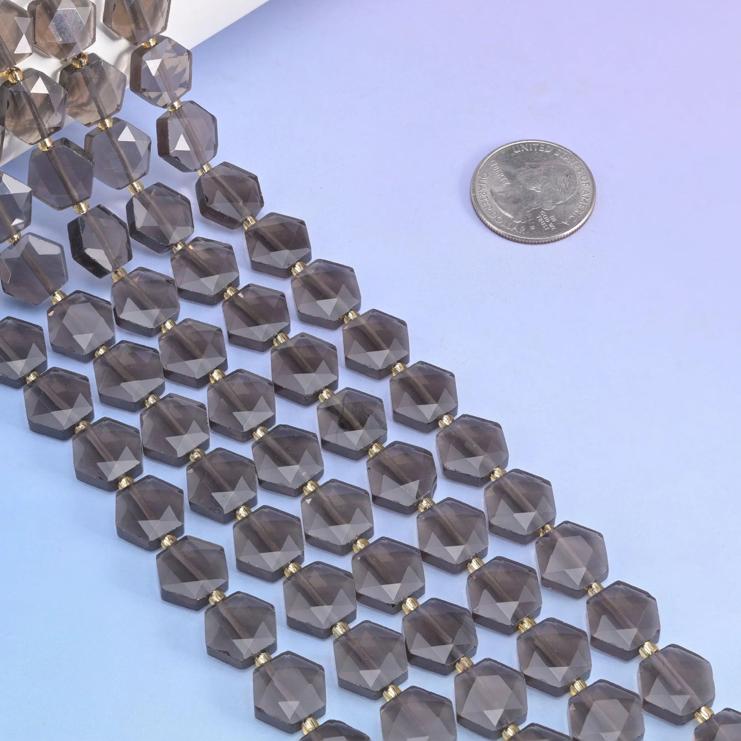 Natural Ice Obsidian Flat Hexagon Faceted Gemstone Beads, Size 12mm - Mycrazycrystal