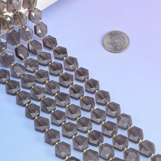 Natural Ice Obsidian Flat Hexagon Faceted Gemstone Beads, Size 12mm - Mycrazycrystal