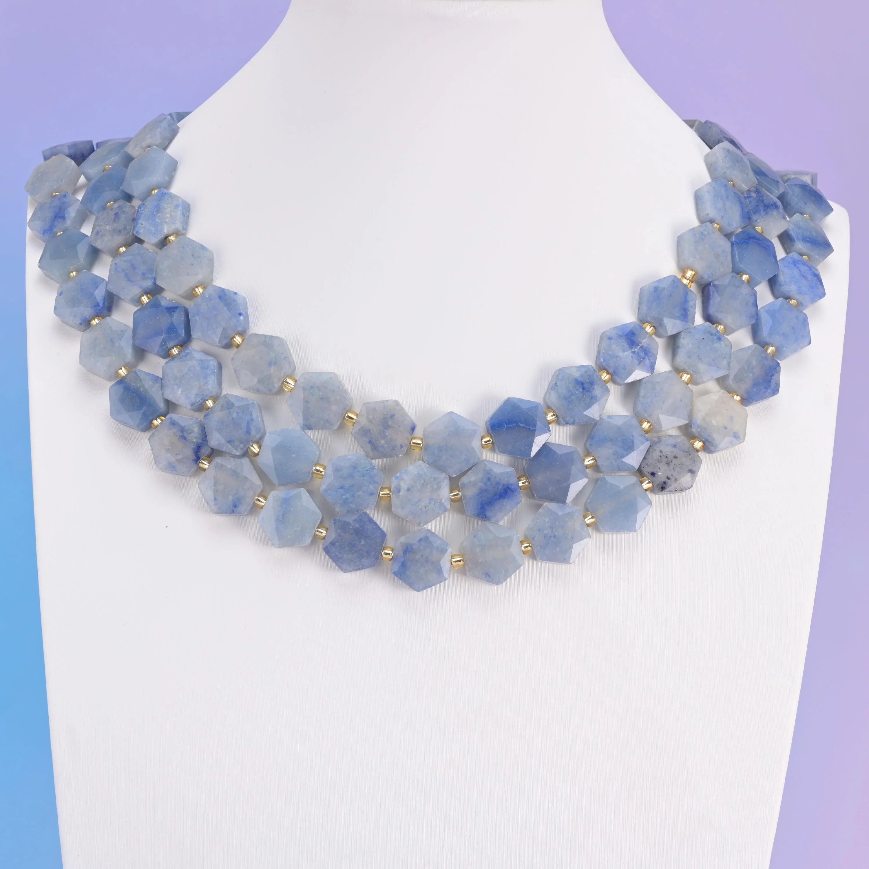Natural Blue Aventurine Flat Hexagon Faceted Gemstone Beads, Size 12mm - Mycrazycrystal