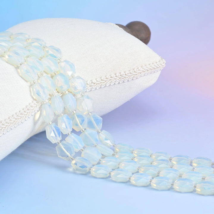 Opalite Flat Faceted Hexagon Beads, Size 12mm - Mycrazycrystal